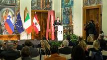 2. 12. 2022, Trento – President Pahor receives the Alcide De Gasperi international award for achievements in building Europe (Daniel Novakovič/STA)